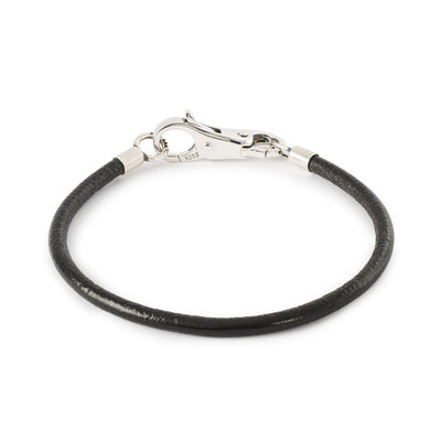 Armband aus Lederband Schwarz mit Verschuss