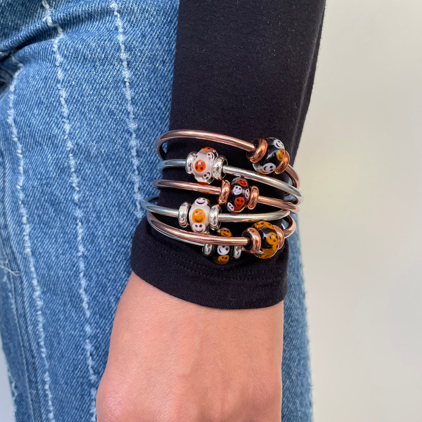 Halloween Bangle Set Silber mit Freunde Bead - Limited Edition