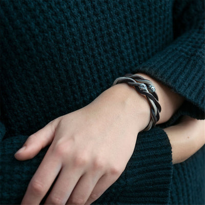 Bracciale Cuoio Marrone/Grigio Chiaro