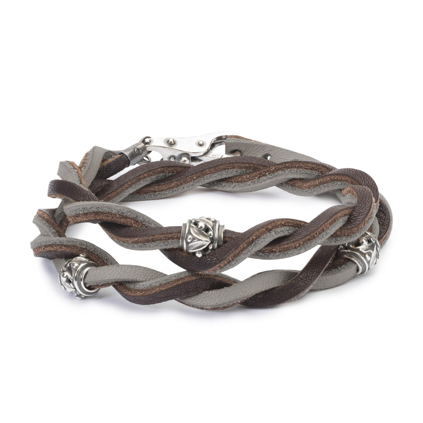 Bracciale Cuoio Marrone/Grigio Chiaro