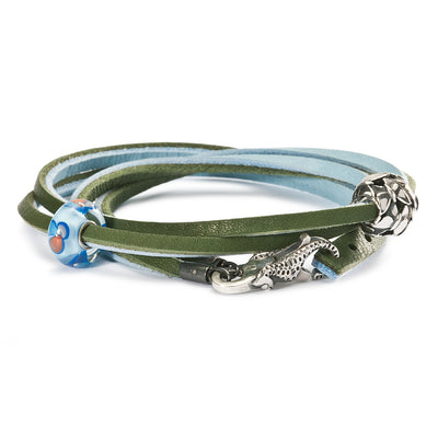 Bracciale Cuoio Celeste/Verde